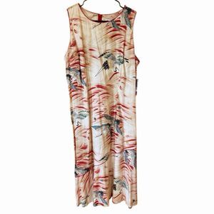 New Iolani Dress Bird Floral Dress Tropical Luau Island Hawaiian Aloha Asian XL